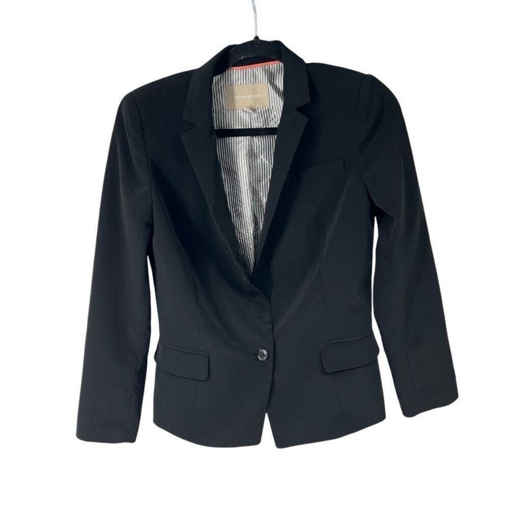 Banana Republic Black Single Button Closure Blazer Sz 2 Women’s‎